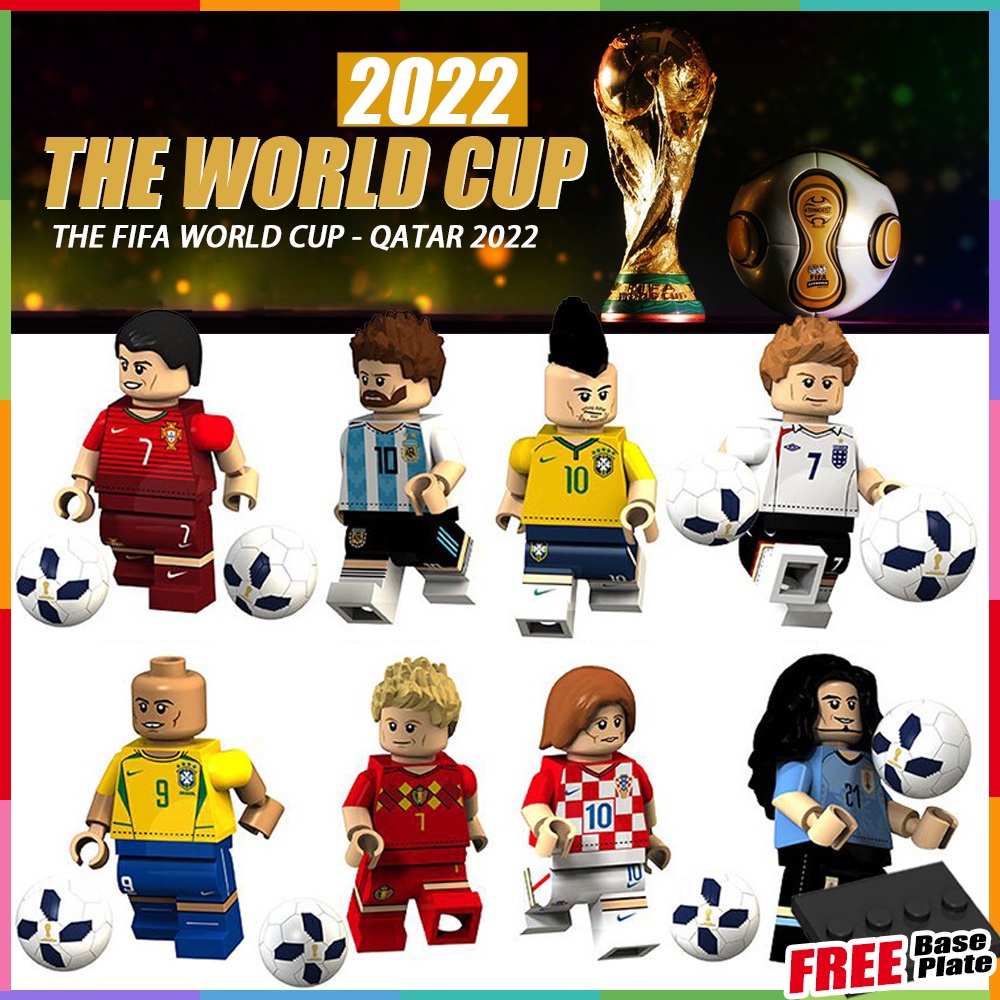 Mini Figure Ronaldo Messi Neymar Beckham Sepak Bola Qatar 2022 Modric Cavani KT1003