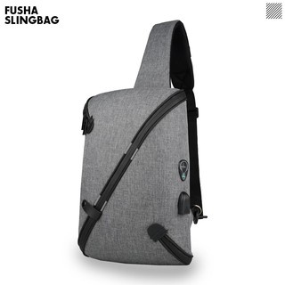 BEST SELLER Tas Selempang Slempang FSA Kanvas Waterproof Sling Bag USB &amp; Earphone Hole HIGH QUALITY