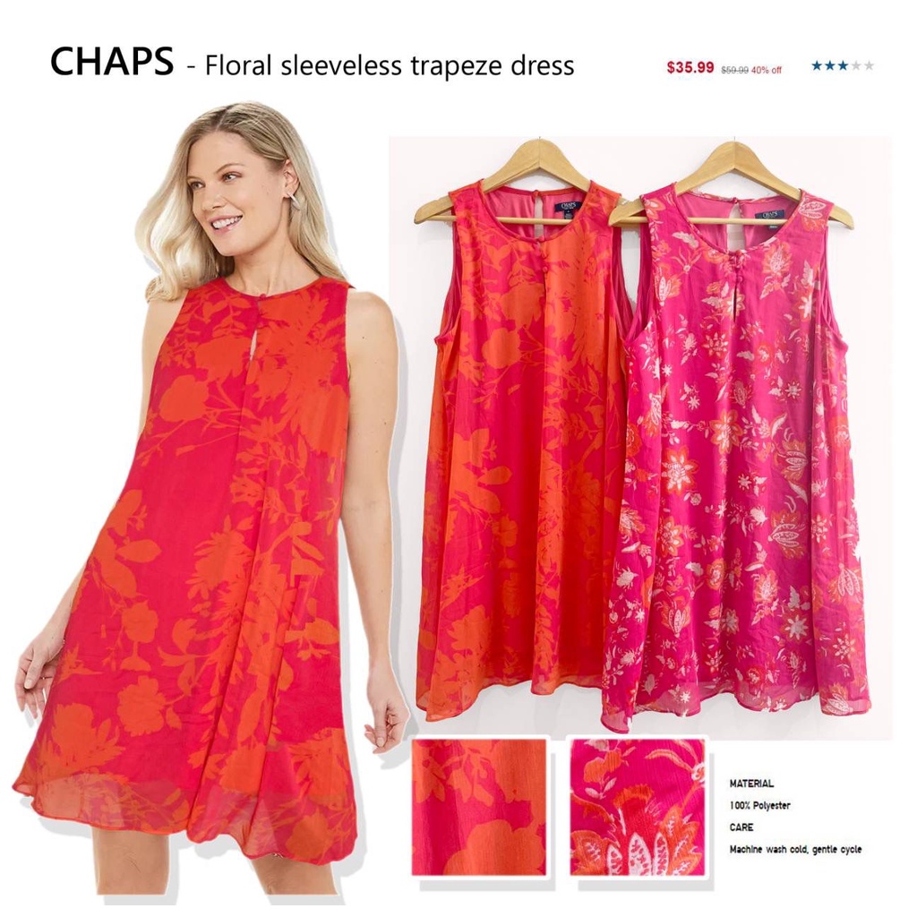 Ch*ps floral sleeveless trapeze dress