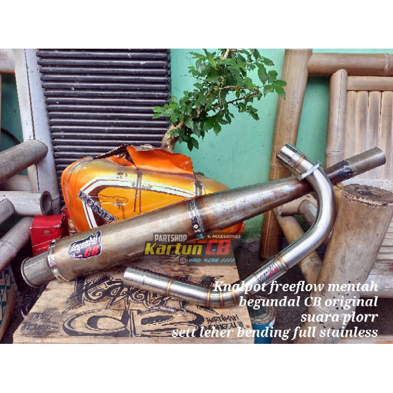 Knalpot freeflow mentah style karat begundal CB original sett leher suara ngebass blarrr plorrr