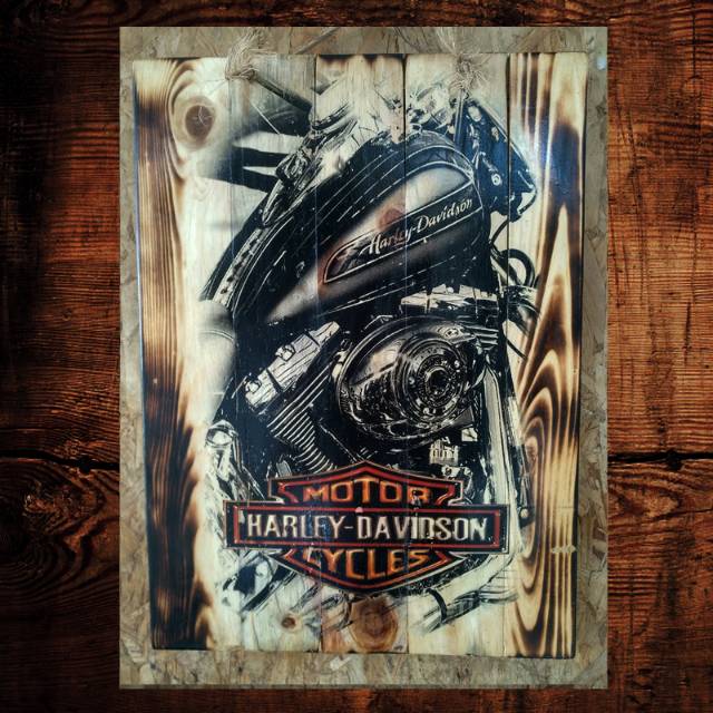 Harley Davidson Lukisan Kayu Hiasan Dinding Dekorasi Cafe Hiasan Ruang Tamu