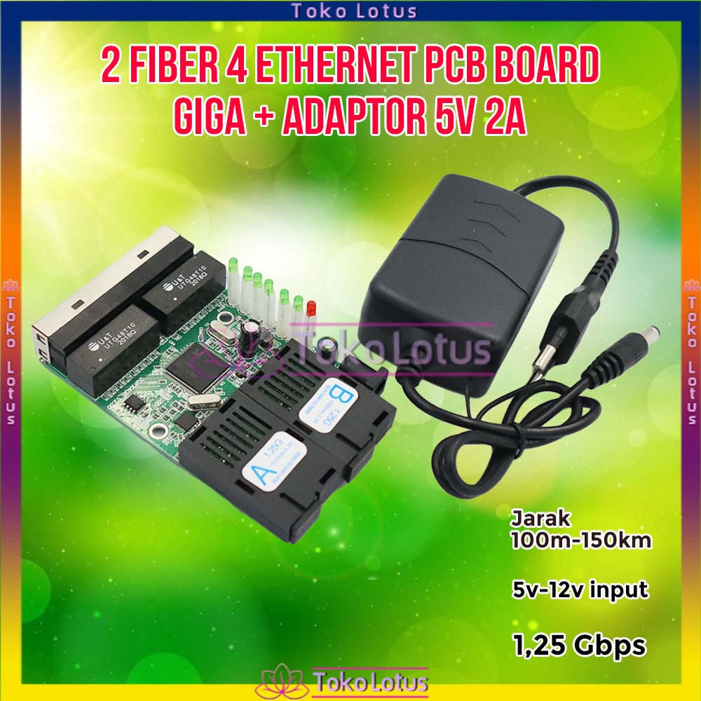 Fiber Optical Media Converter 2SC 4 RJ45 2F4E Ethernet PCBA board 10/100/1000M switch 4 RJ45 UTP 2 SC Gigabit [Bisa Bayar Ditempat]