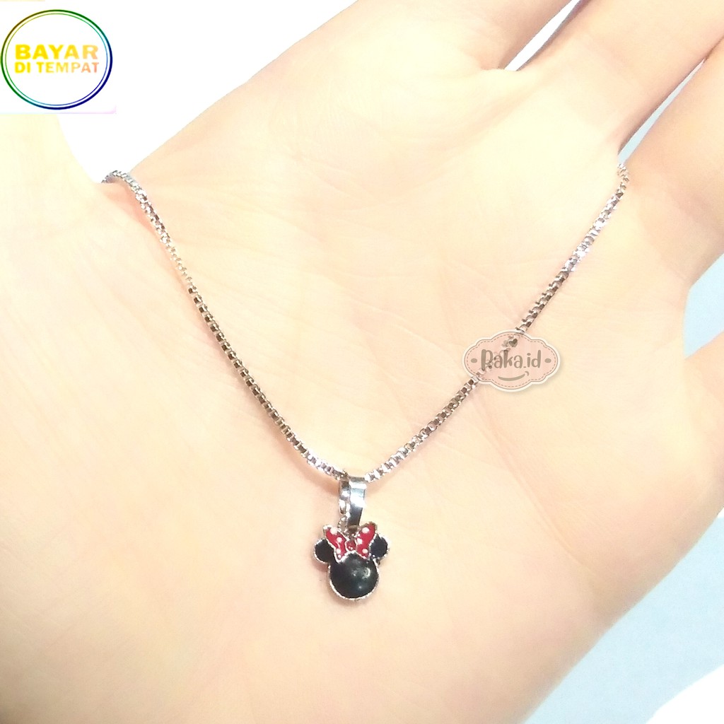 RAKA Acc - Kalung Anak MINNIE MOUSE Pita Hitam Xuping Gold &amp; Silver Perhiasan Cantik Anak 181