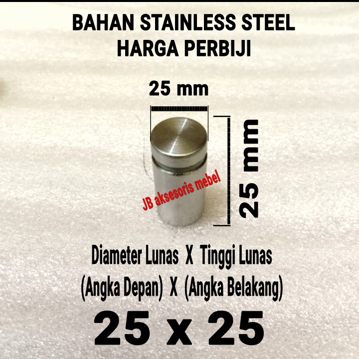 

PEN IKLAN 25 X 25 STAINLESS / BAUT KACA AKRILIK 25x25 / SIGN BOARD