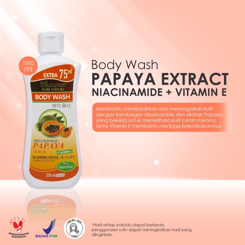 Ready Stok Grosir autumn glowing white papaya body wash 250ml