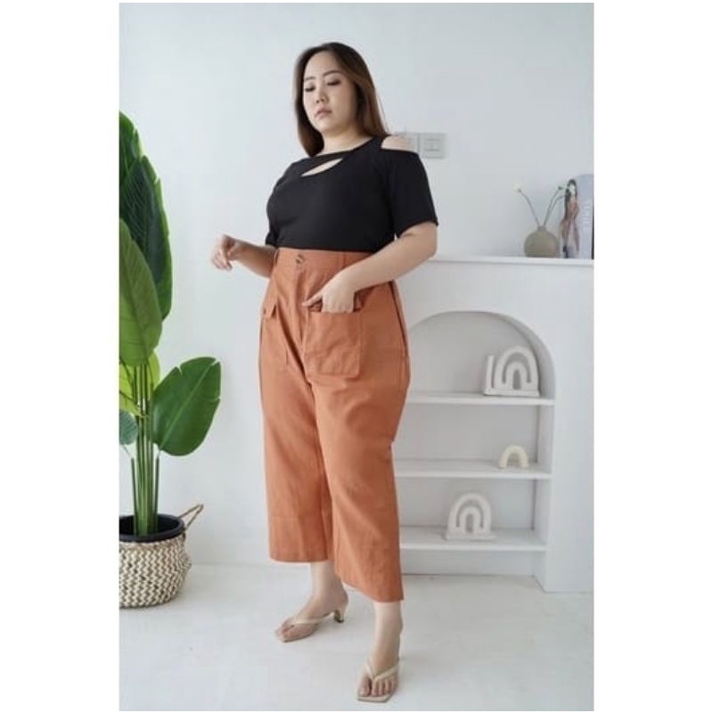 celana big size jumbo wanita linen premium terbaru muat bb 100kg