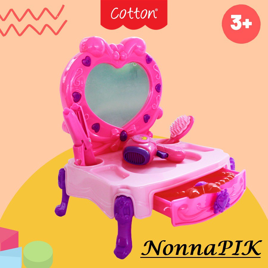 Cotton Naura Meja Rias Make Up Cermin Lampu Suara Mainan Cotton Naura Meja Rias Make Up Cermin Lampu Suara Mainan