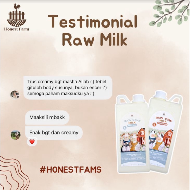 HONEST FARM - GRASFEED RAW COW MILK/RAW GOAT MILK