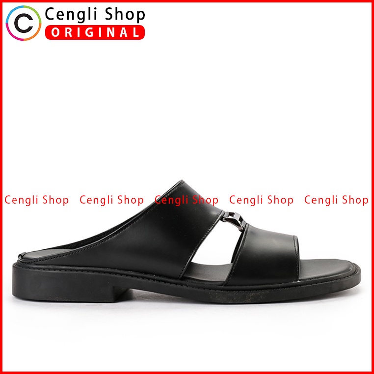 SANDAL CASUAL JIM JOKER PRIA ORIGINAL SLIDE KULIT BRANDED HITAM JJ05