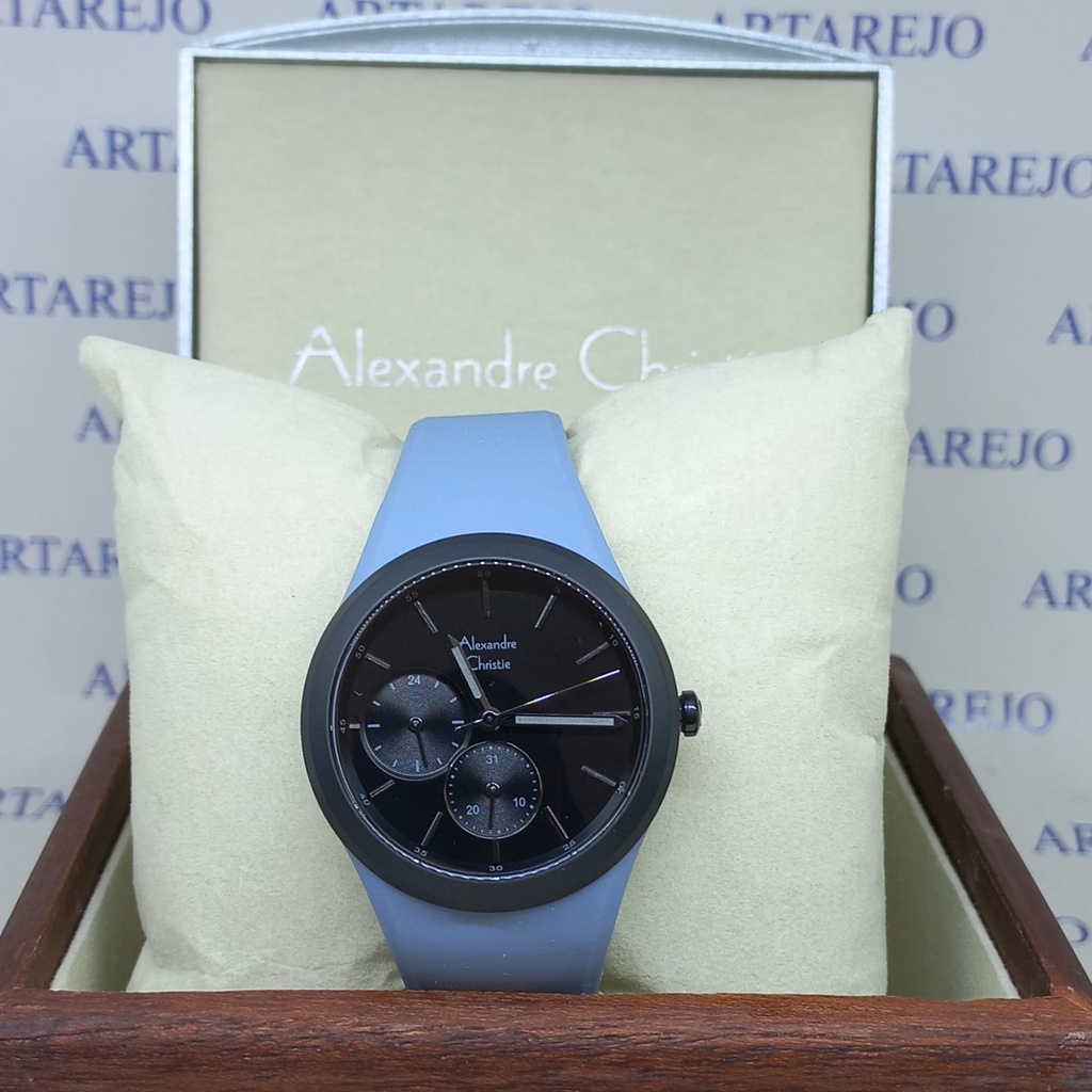 JAM TANGAN WANITA ALEXANDRE CHRISTIE AC 2663 SOFT BIRU HITAM ORIGINAL