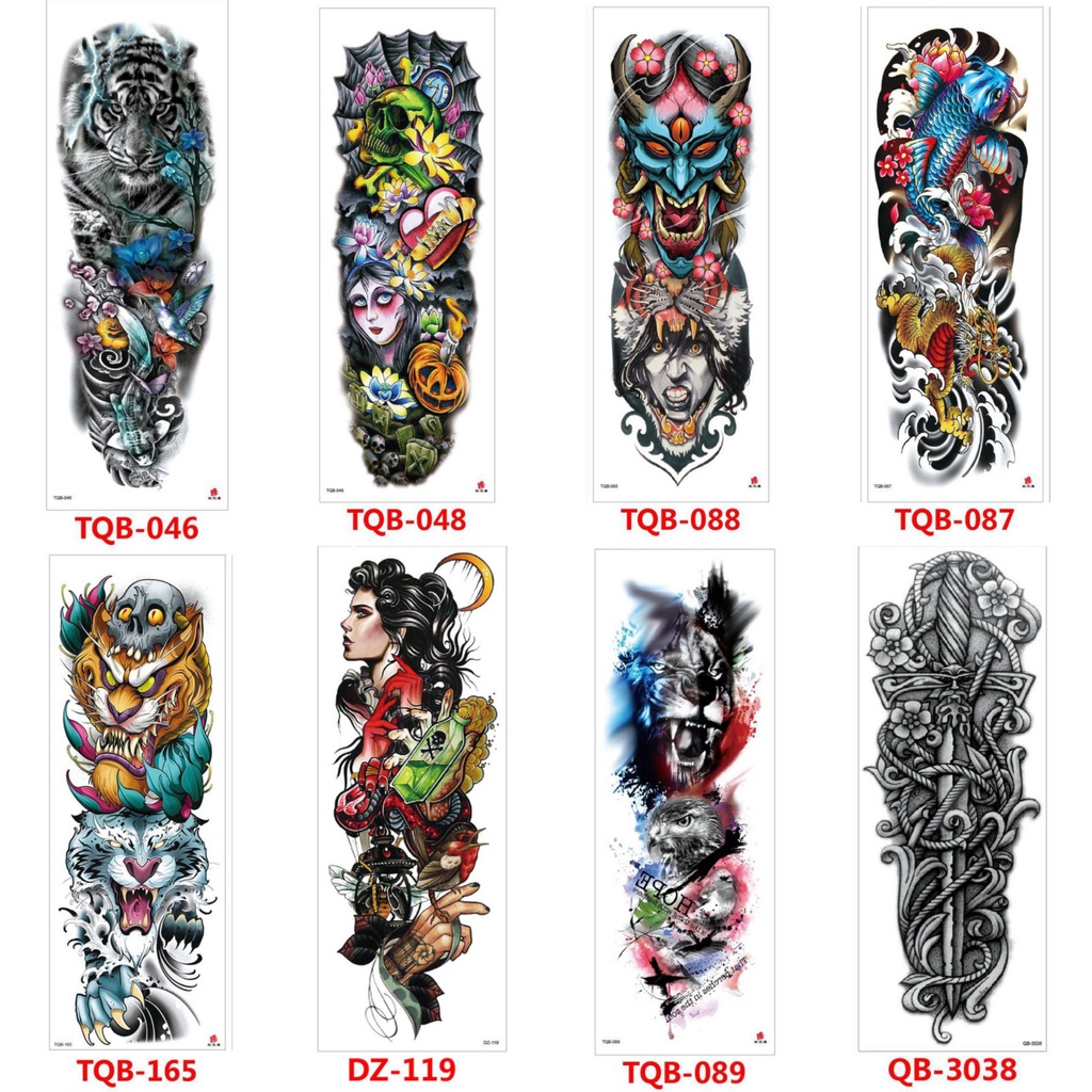 Grosir Stiker Tato / Tato Temporer 17x48cm Motif Aesthetic Tatto Temporary Tato Halal Tato air Berbagai motif tengkorak perempuan serigala macan