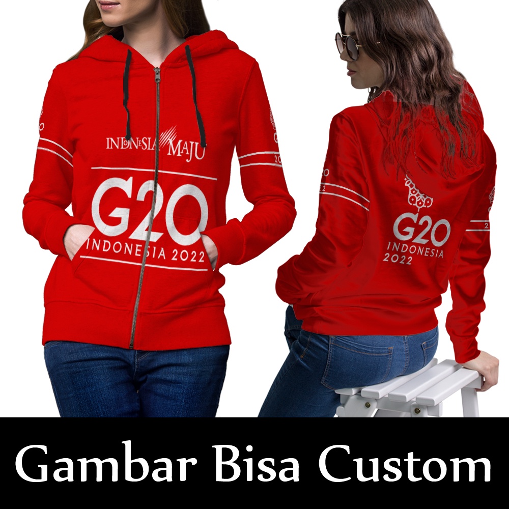 Jaket Sweater Hoodie Wanita G20 Indonesia Maju Fullprint / Jaket Anak G20 Terbaru / Jaket G20 Indone