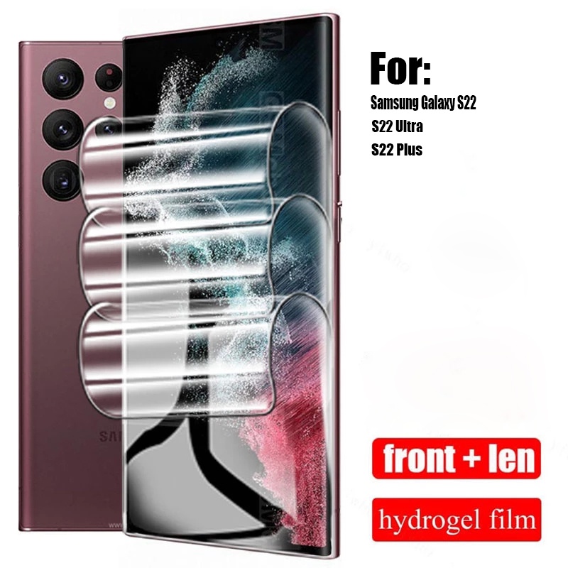 Film Hydrogel Full Coverage Pelindung Layar Depan / Belakang Untuk Samsung Galaxy S22 Ultra Plus