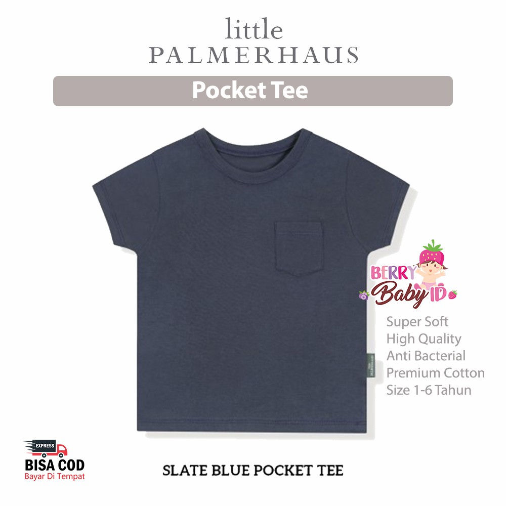 Little Palmerhaus Pocket Tee Baju Bayi Anak 1-6 Tahun Laki-Laki Premium Katun Berry Mart