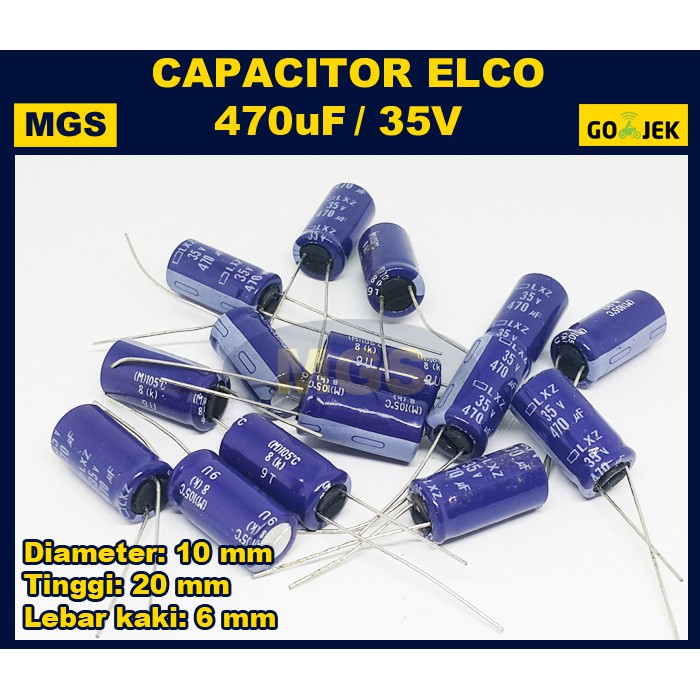 100Pcs Capacitor Elco 470uf 35v Kapasitor Elko 470uf 35v