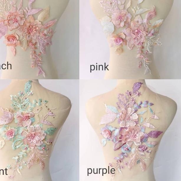 lace bordir bunga BB07/aplikasi bordir/bordir tempel - Purple