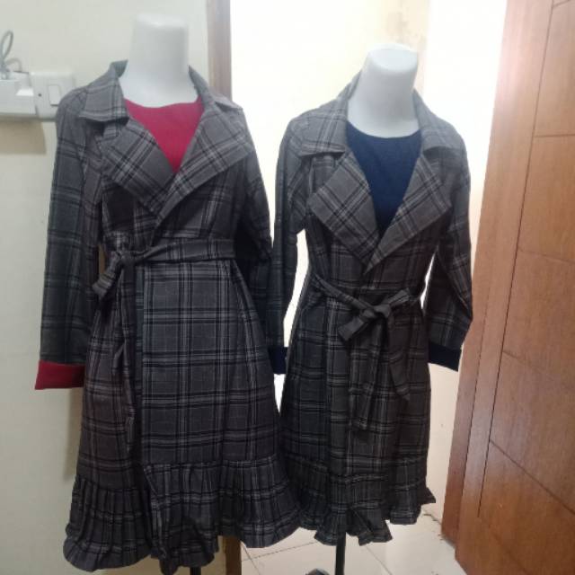 Tunik bahan mantul motif zara kotak bahan tebal model sangat sangat modis