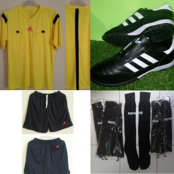 Paket Komplit Baju Wasit Adidas/1 Baju + 1 Celana + 1 Kaos kaki + 1 Sepatu Turf / Perlengkapan Wasit