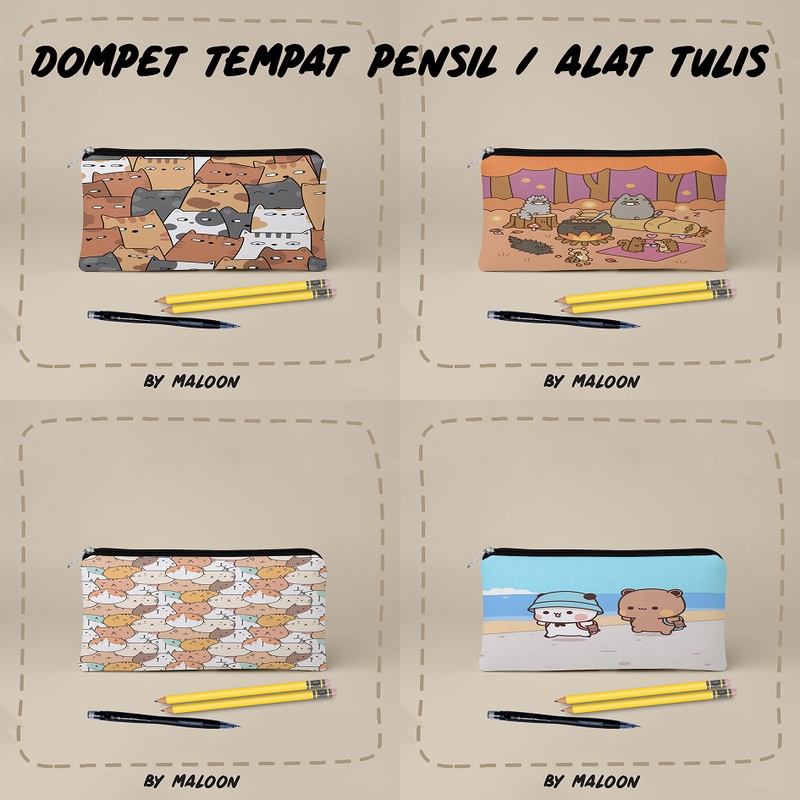 Dompet Tempat Pensil Alat Tulis alat makeup bahan Kanvas MOTIF LUCU 3