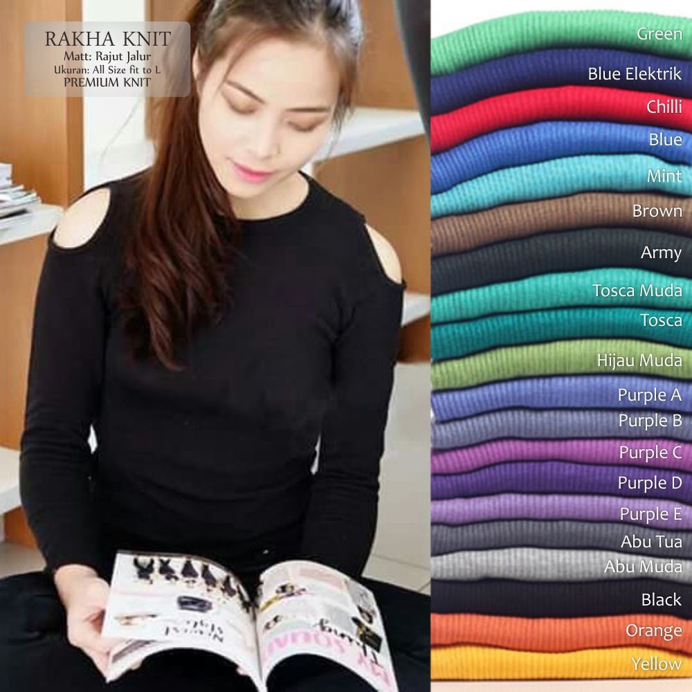 Baju atasan bolong dibahu korea Pow Sweet baju rajut lucu wanita