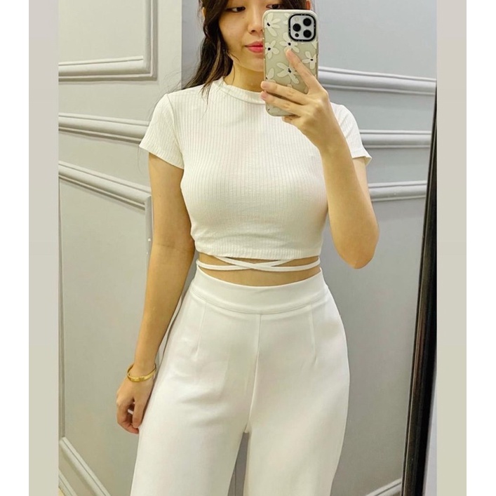 Rope hailey crop top / crop top basic / korean crop top tali / top tali