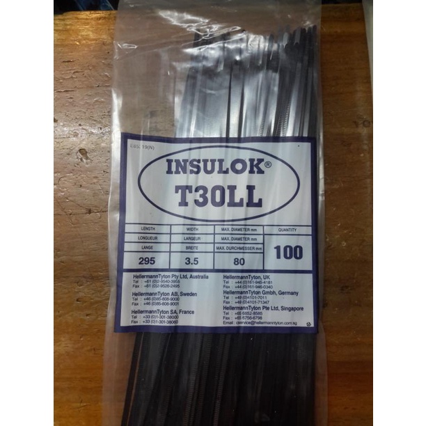 

Kabel Ties Insulok T30Ll Black 29.5Cm 074