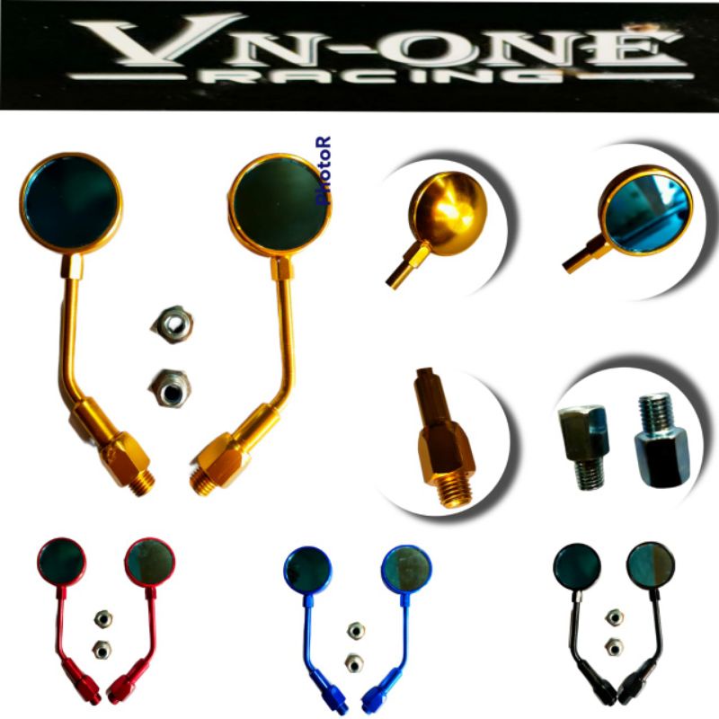 Spion Mini kontes Bulat Full cnc kaca biru Universal honda yamaha