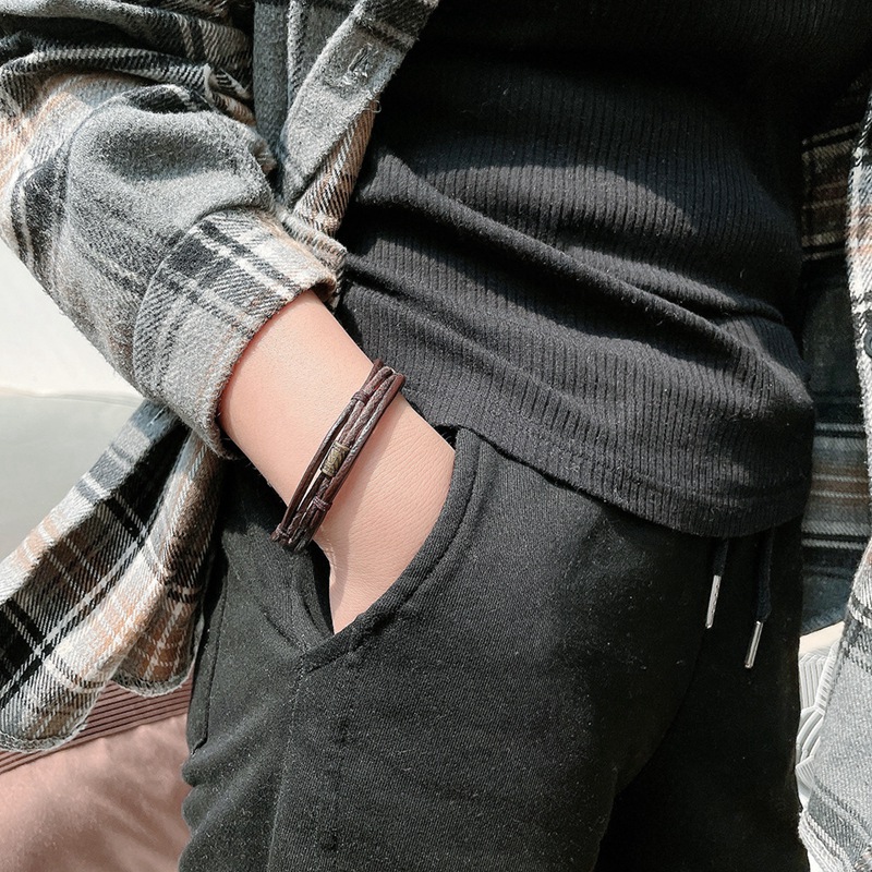 Luxury Accessories Bracelet Men's Fashion Gift Black New Leather Bracelets DIY Combination Wild Handsome Gift|Charm Bracelets