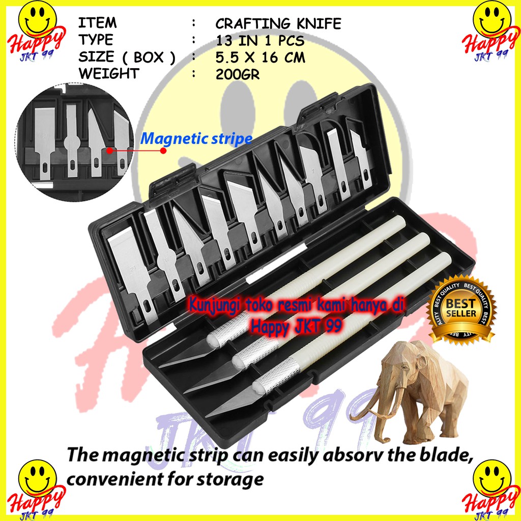 [ HAPPY JKT 99 ] ALAT UKIR POTONG PISAU KERAJINAN TANGAN TOOL KNIFE CUTTING STICKER DECAL KAYU CRAFT 13PCS