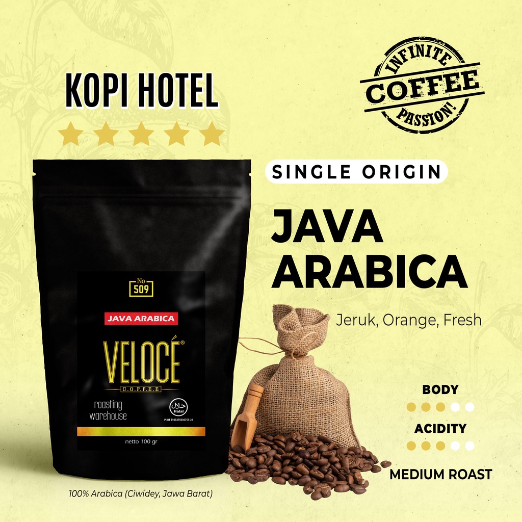 

Coffee Bean Veloce Arabica Java Ciwidey 100gr Fresh Roasting |Biji Kopi Nusantara Authentic