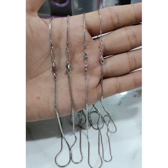 Kalung Itali Santa Variasi, Perak 925, Sepuh Emas Putih