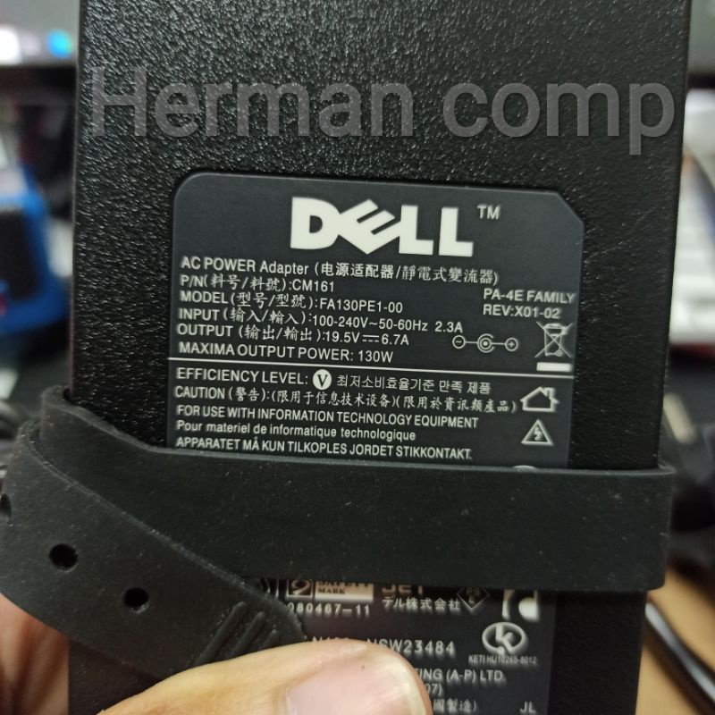 Original Adaptor Charger Dell 19.5V 6.7A Dc 4.5x3.0mm 130W