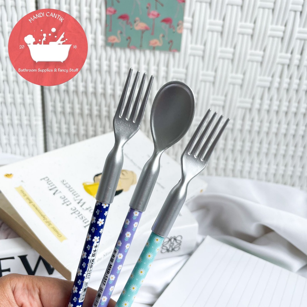

Pensil Sendok Garpu bensia pencil alat tulis kantor lucu imut Pensil Sendok Grapu bermotif cute unik Alat Tulis Kantor