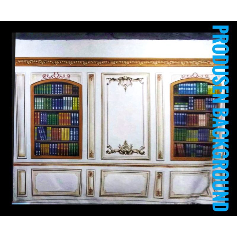 Background foto wisuda 3x2,5m rak buku studio photo