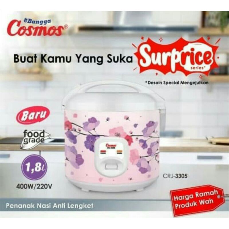 MAGIC COM COSMOS CRJ-3305 / RICE COOKER 1,8 liter CRJ3305 COSMOS / PENANAK NASI COSMOS CRJ 3305