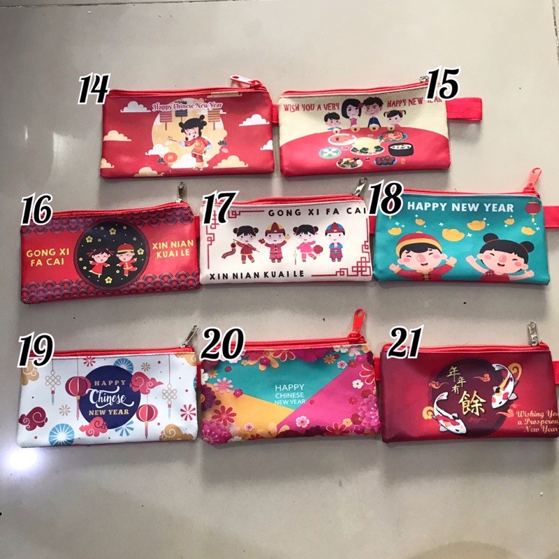 Dompet Angpao Imlek Tahun 2021 Motif Lampion Boneka Jepang Kokeshi Koko Cici Panjang Shio Kerbau