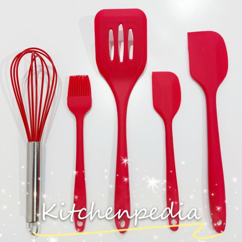 Spatula Silikon Set Baking Tools Props Kuas Sutil Kocokan Telur Adonan Sodet 5In1