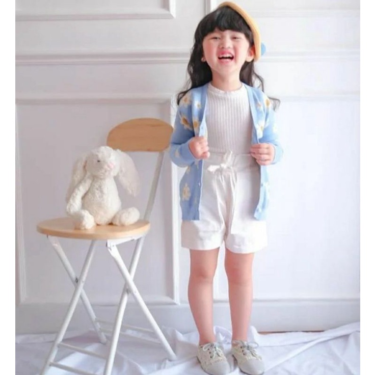 Gempita Shortpants Celana Pendek Anak Perempuan Usia 2 3 4 5 6 Tahun Bahan Katun Linen Warna Piolos Bertali