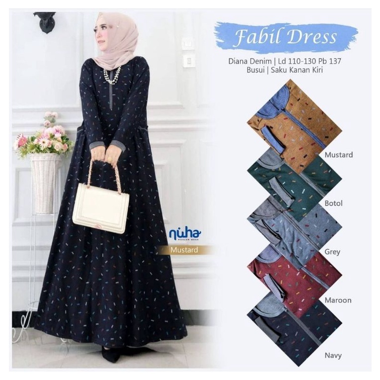 FASYA Jumbo Maxy 2 - LD120 Gamis Denim Diana Jumbo Bigsize Oversize Busui Bumil / 237-5953