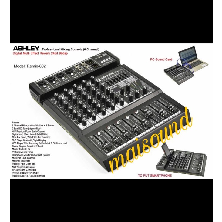 MIXER AUDIO ASHLEY REMIX 602 ORIGINAL MIXER ASHLEY REMIX602 6 CHANNEL