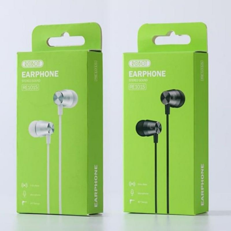 EARPHONE HEADSET HANDSFREE ROBOT RE101S FULLBASS KEPALA KARET ORIGINAL ROBOT