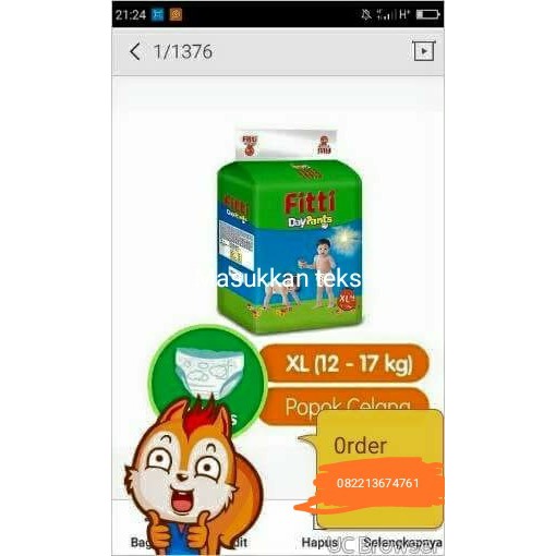 pampers ukuran xl
