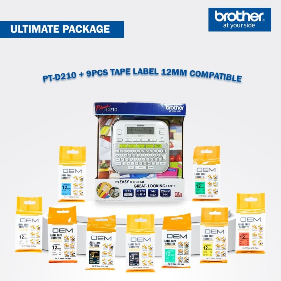 

PAKET ULTIMATE BROTHER PT D210 PRINTER LABEL PTD210 FREE 9 LABEL