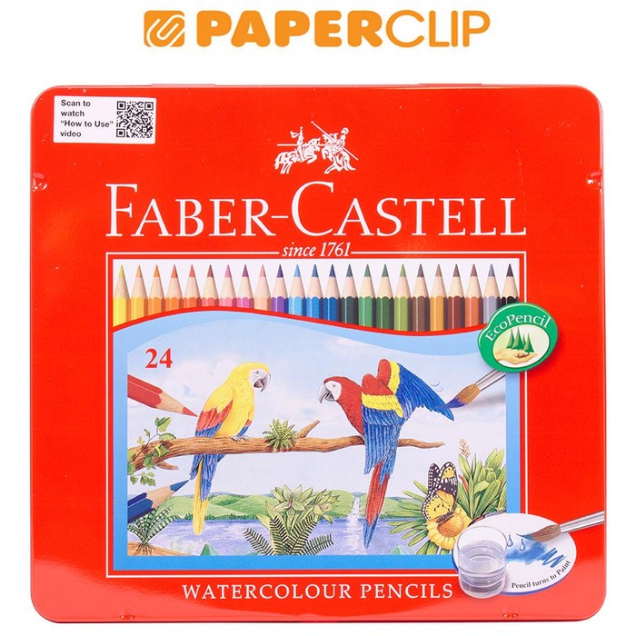 

WARNAPENSIL- PENCIL COLOR FABER CASTELL 115925 24COLOR TIN WATER COLOR PENCIL -PENSIL WARNA