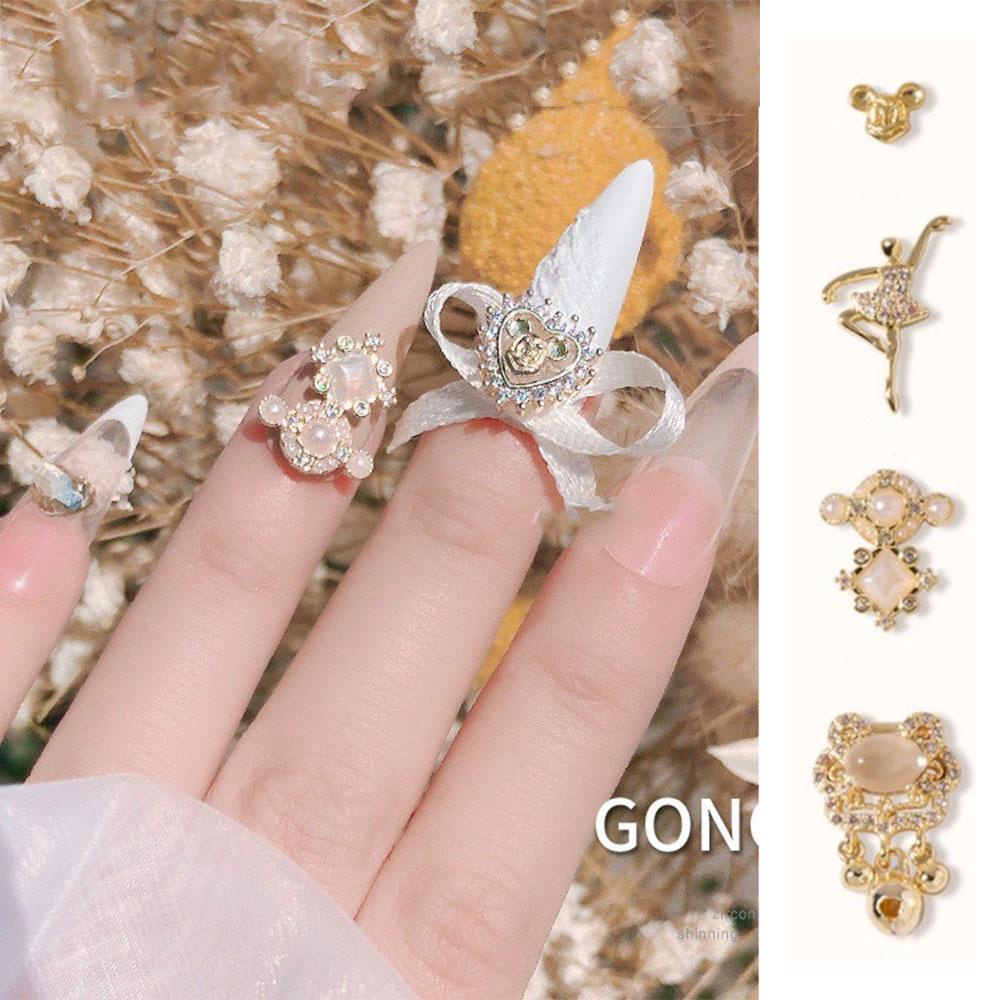 Mxbeauty Nail Art Butterfly Perhiasan Charms 1 Pcs Opal Flash Pearls Berlian Cincin 3D Kuku Berlian Imitasi