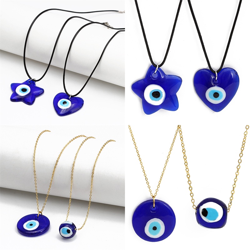 Kalung Liontin Kaca Pelindung Mata Biru Turki Untuk Pria Dan Wanita