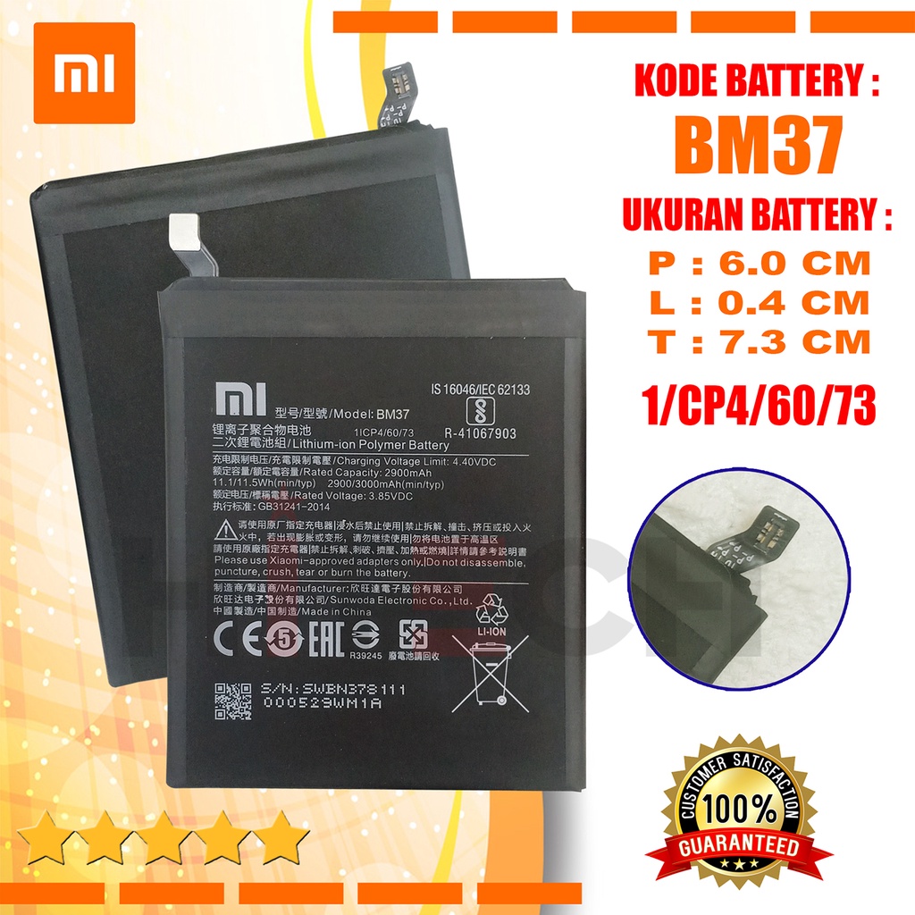 Baterai Battery Original Xiaomi BM37 / MI 5S PLUS