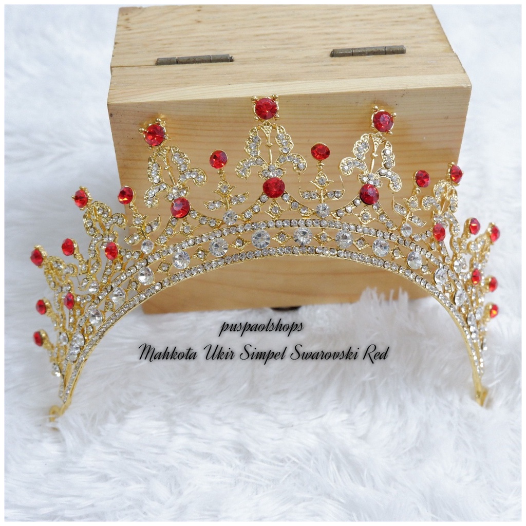 Mahkota/Tiara Ukir Simpel Swarovski Red