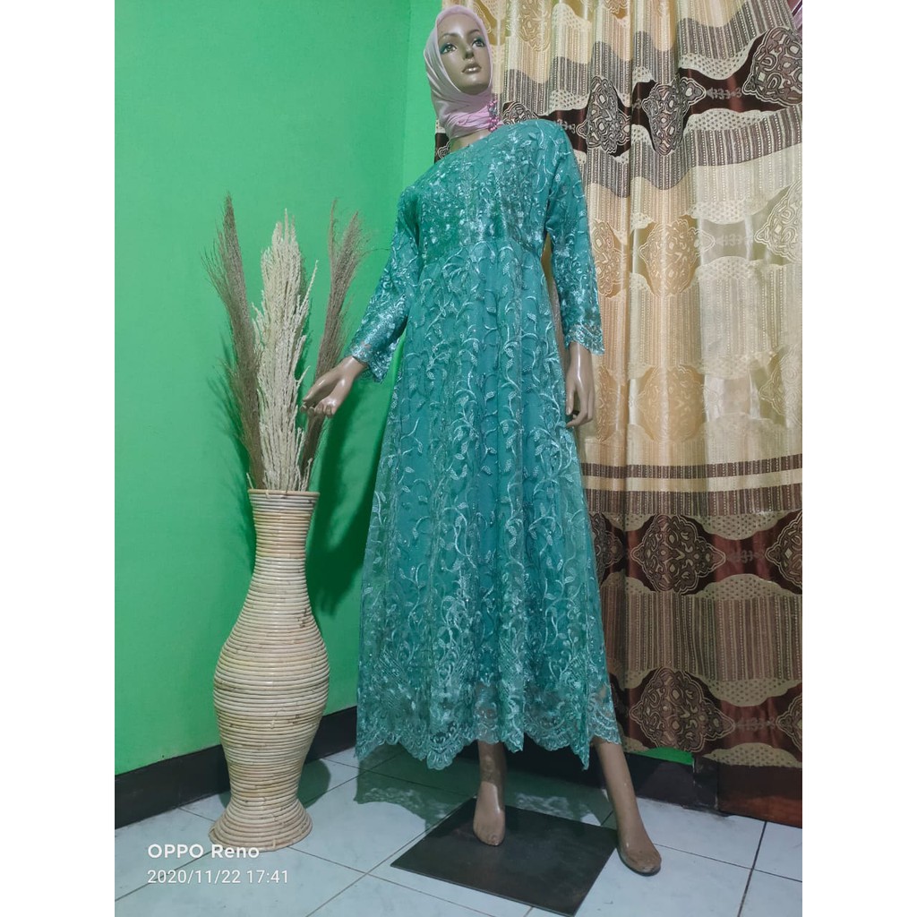 REAL PICT LONG DRES TULLE MUTIARA BORDIR / LONG DRES PESTA / LONG DRES TULLE PREMIUM