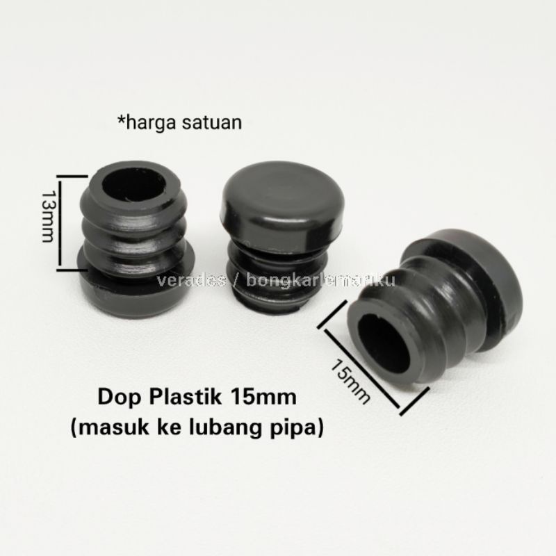 Dop Plastik Ulir Tutup Lubang Pipa 15 mm / Kaki Kursi Meja